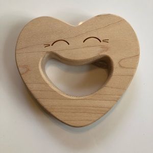 NWT wood baby teether smiling heart